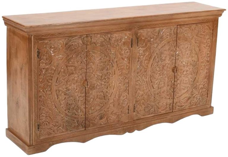 Carved Mango Wood 175cm Extra Large Sideboard - 4 Doors