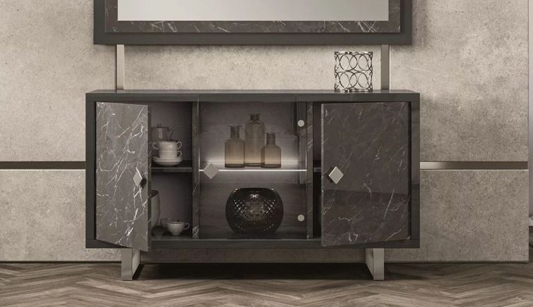 Carvelle Dark Grey 3 Door Medium Sideboard - 155cm