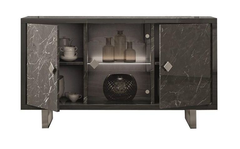 Carvelle Dark Grey 3 Door Medium Sideboard - 155cm