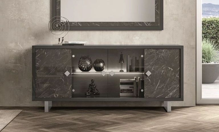 Carvelle Dark Grey 4 Door Extra Large Sideboard - 200cm