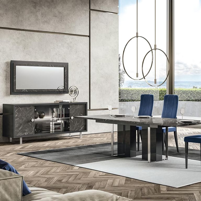 Carvelle Dark Grey 4 Door Extra Large Sideboard - 200cm