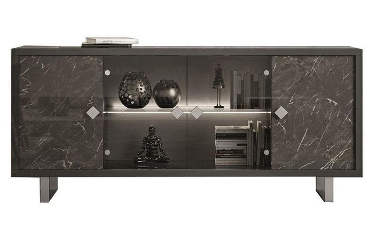 Carvelle Dark Grey 4 Door Extra Large Sideboard - 200cm