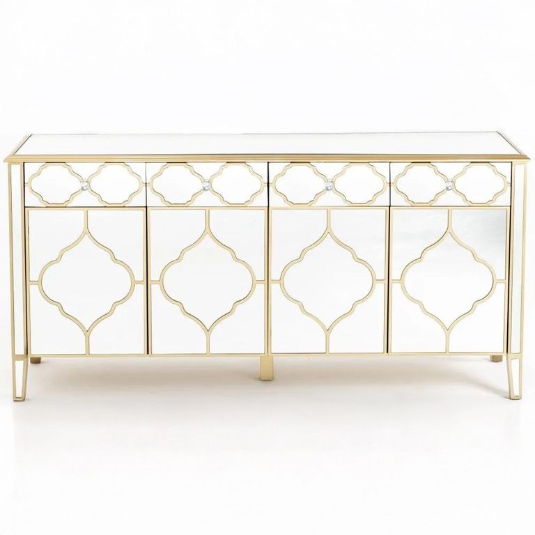 Casablanca Mirrored Gold Trim 4 Door Large Sideboard - 170cm