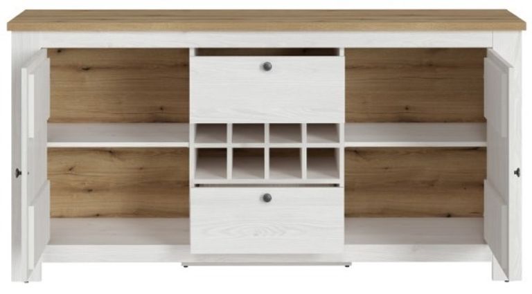 Celesto White 2 Door Large Sideboard with Wine Rack