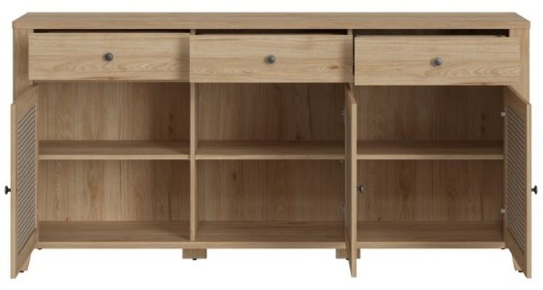 Cestino Oak and Rattan Effect Extra Large Sideboard - 3 Doors