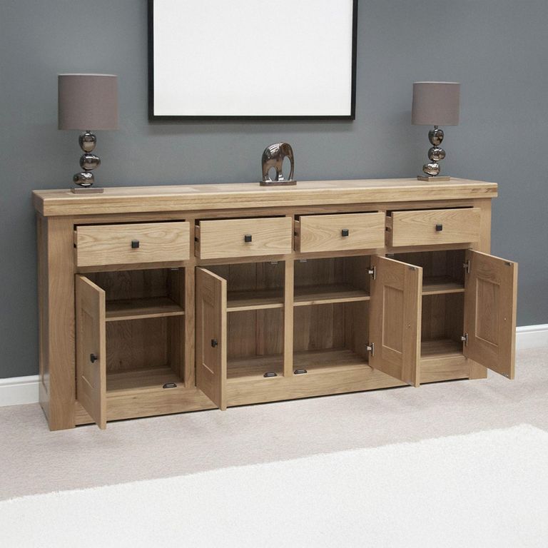 Bordeaux Sideboard - 4 Door - Extra Large - 210cm - Oak