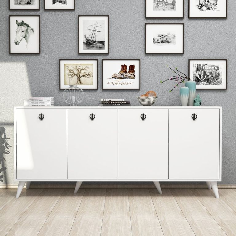 Clearance - Elias White 4 Door Large Sideboard