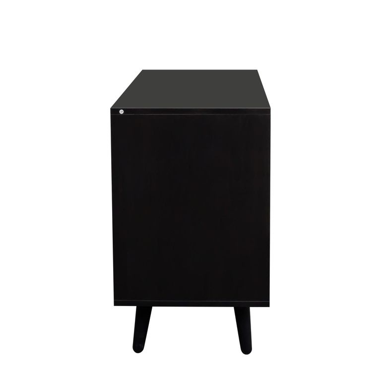 Clearance - Ferrero Black and Woven Rattan 1 Door Cabinet