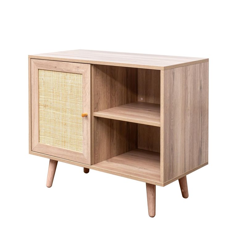 Clearance - Ferrero Natural and Woven Rattan 1 Door Cabinet