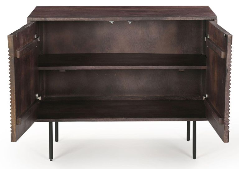 Clearance - Highgrove Fluted 2 Door Sideboard in Walnut Finished Mango Wood - Brand New Item