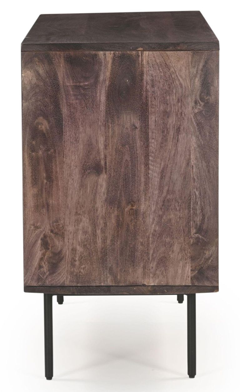 Clearance - Highgrove Fluted 2 Door Sideboard in Walnut Finished Mango Wood - Brand New Item