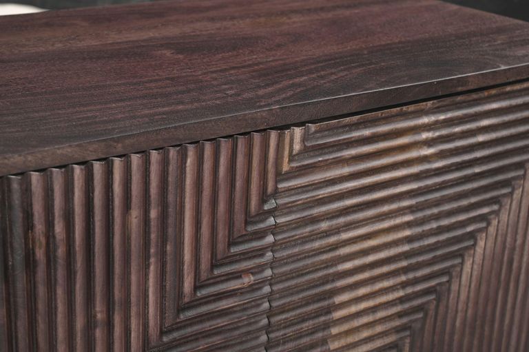 Clearance - Highgrove Fluted 2 Door Sideboard in Walnut Finished Mango Wood - Brand New Item