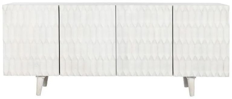 Clearance - Modern White Mango Wood Large Sideboard - 4 Doors - FSS15987