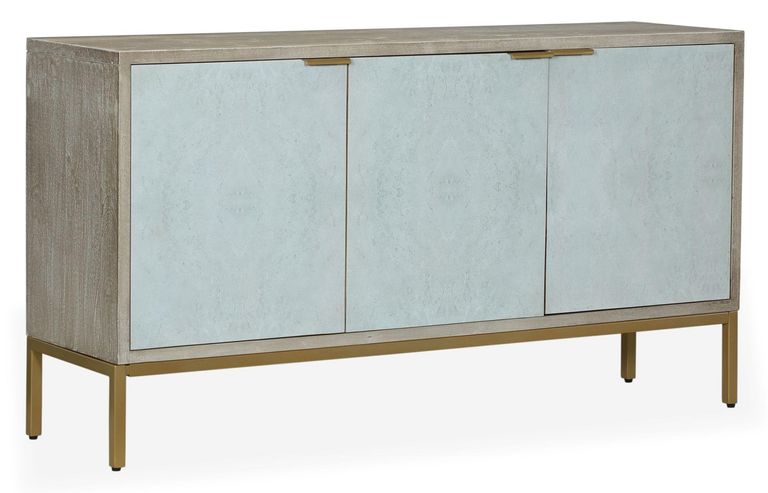 Clearance - Temis Faux Marble Finish Grey Washed 3 Door Medium Sideboard - Brand New Item
