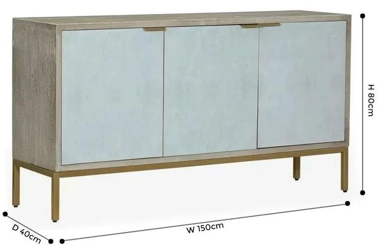 Clearance - Temis Faux Marble Finish Grey Washed 3 Door Medium Sideboard - Brand New Item