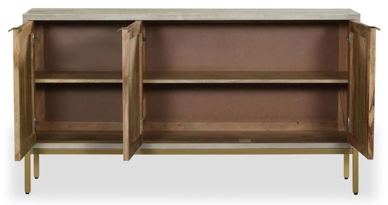 Clearance - Temis Faux Marble Finish Grey Washed 3 Door Medium Sideboard - Brand New Item