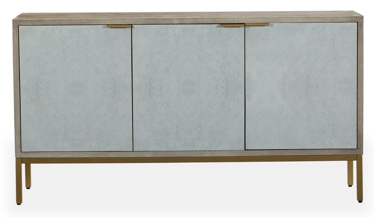 Clearance - Temis Faux Marble Finish Grey Washed 3 Door Medium Sideboard - Brand New Item