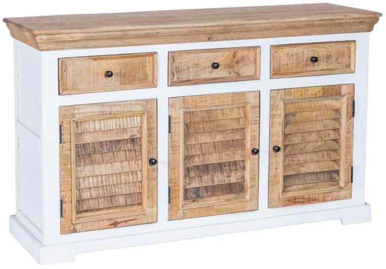 Coastal White and Wood 140cm Medium Sideboard