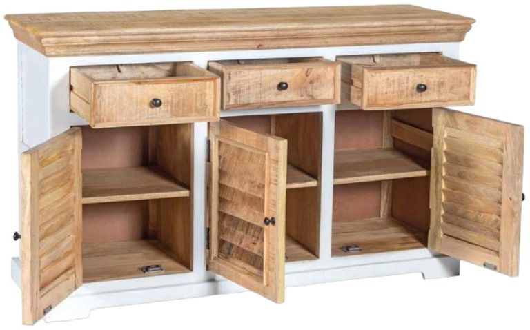 Coastal White and Wood 140cm Medium Sideboard