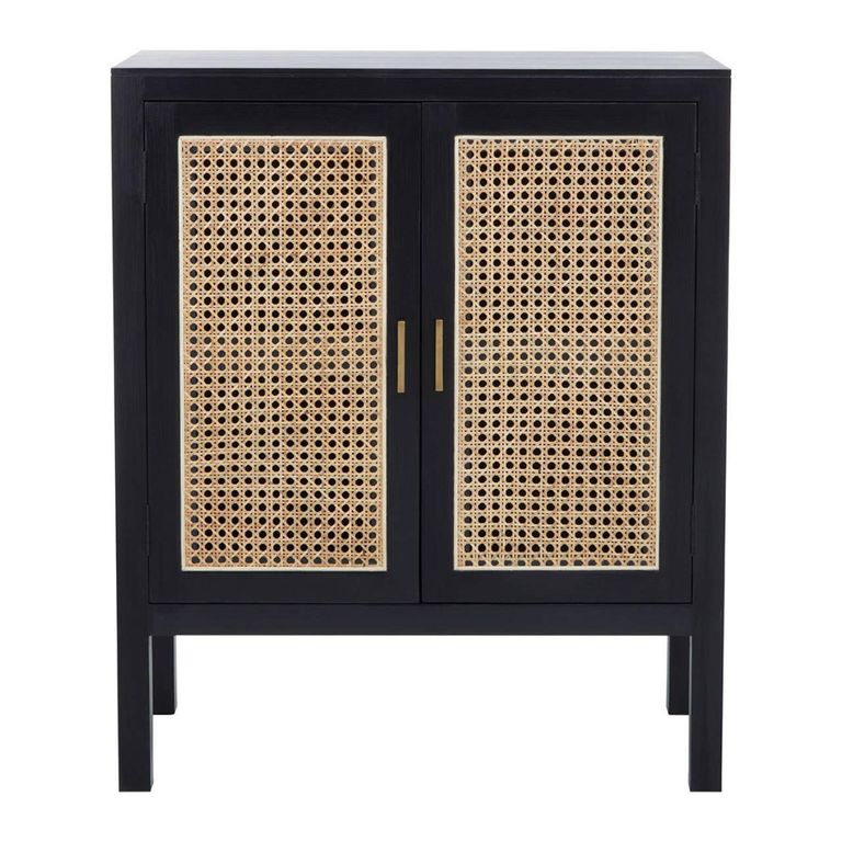 Corso Sideboard - Compact - 2 Door - 75cm - Black and Rattan