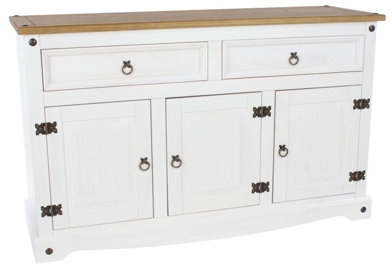 Corona White Mexican Pine 3 Door Medium Sideboard