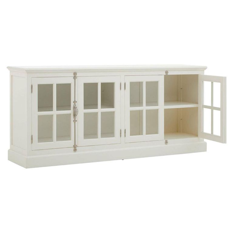 Covent Sideboard - 4 Door - Extra Large - White Mahogany Wood - 190cm