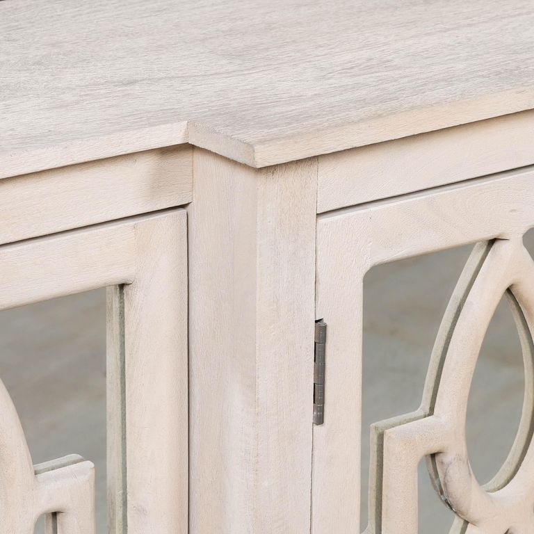 Cream Mirrored Breakfront Sideboard - 4 Door - Large