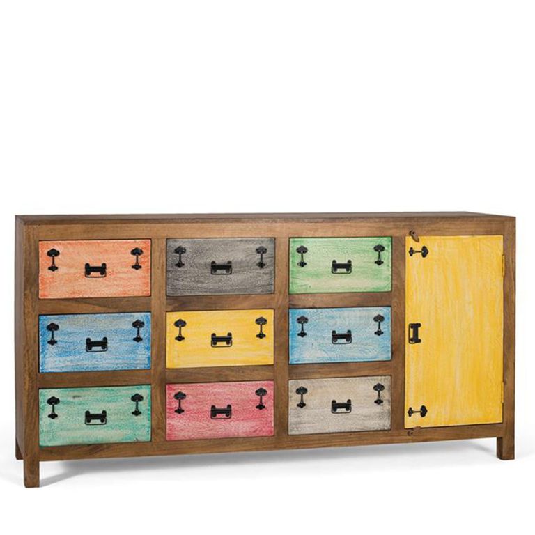 Cuneo Sideboard - Multicolour Mango Wood - Single Door - Extra Large - 180cm