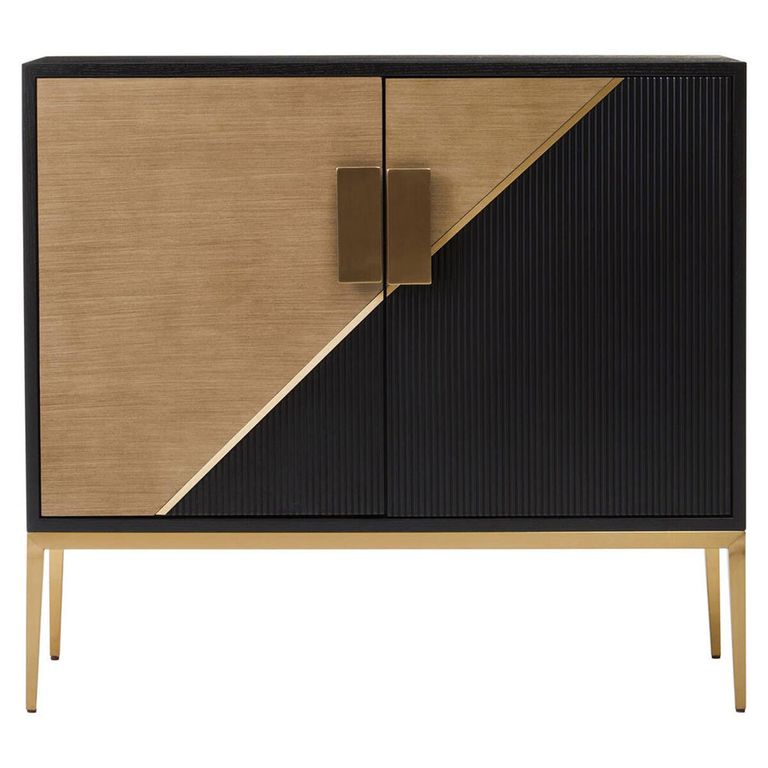 Davoli Sideboard - 2 Door - Small - Black and Gold - 100cm
