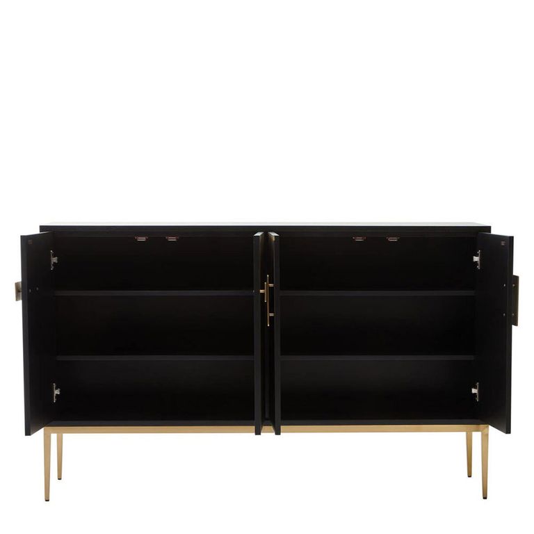 Davoli Sideboard - 4 Door - Medium - Black and Gold - 150cm