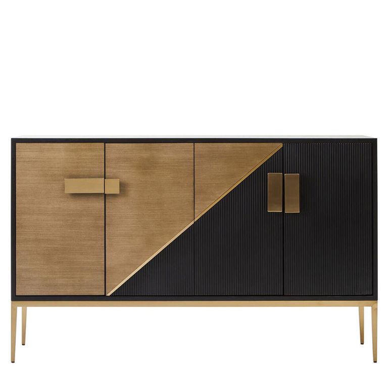 Davoli Sideboard - 4 Door - Medium - Black and Gold - 150cm