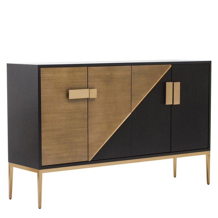 Davoli Sideboard - 4 Door - Medium - Black and Gold - 150cm