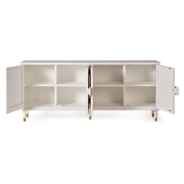 Dover Sideboard - White Carved Mango Wood - 4 Door - Extra Large - 190cm