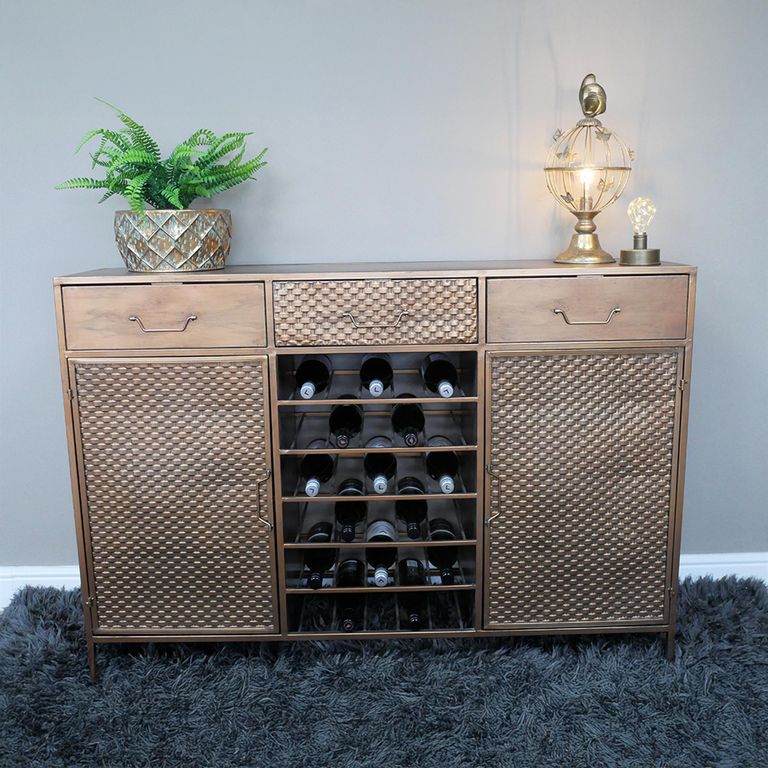 Wine Sideboard - Copper - 2 Door - 3 Drawer