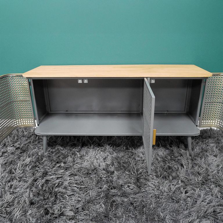 Sideboard - 3 Door - Low - Gold Metal - 118cm