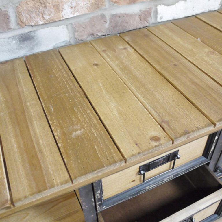 Sideboard - 4 Door - Medium - on Wheels - 125cm - Industrial - Metal & Wood