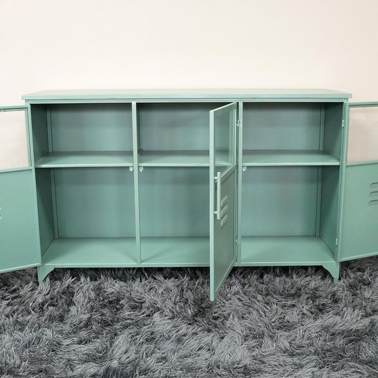 Sideboard - 3 Door - Green Metal - Medium - 120cm - Industrial