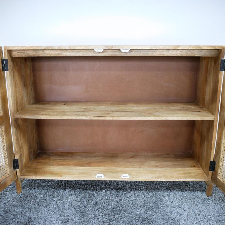 Sideboard - Mango Wood and Rattan - 2 Door - Small - 114cm