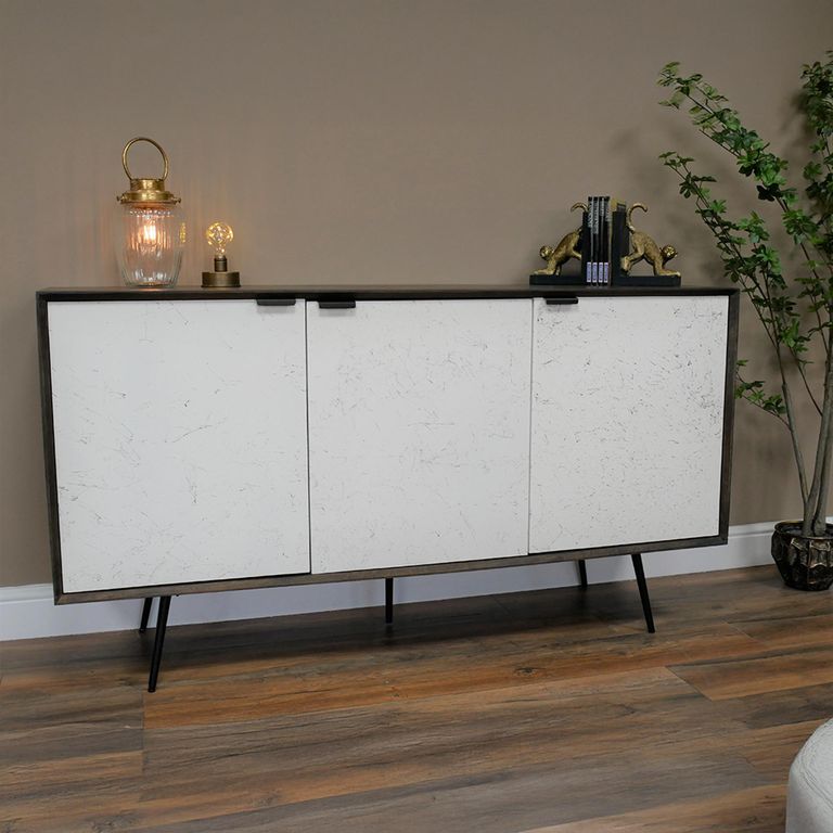 Sideboard - Venice Marble Effect - 3 Door - Medium - 150cm
