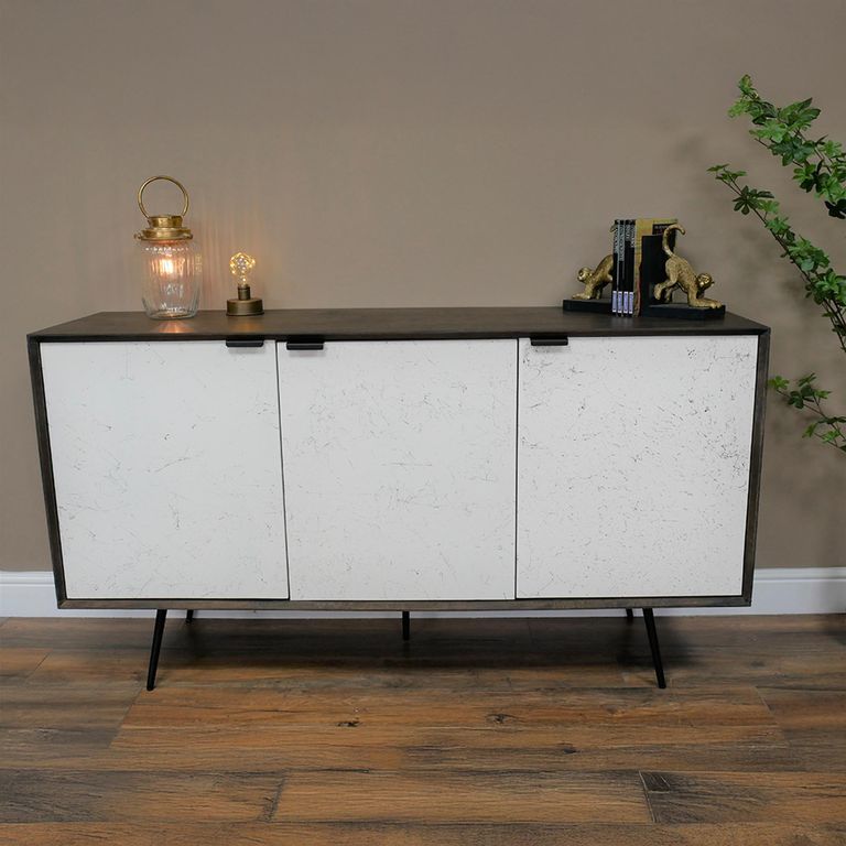 Sideboard - Venice Marble Effect - 3 Door - Medium - 150cm