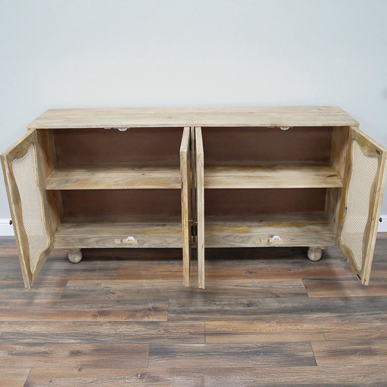 Sideboard - Wood and Rattan - 4 Door - Extra Large - 180cm