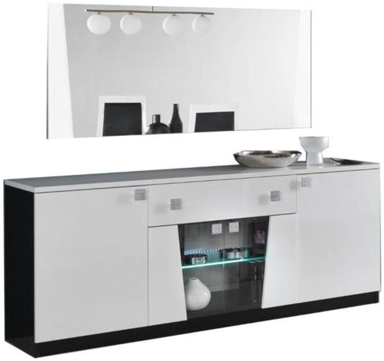 Elisa White Italian Extra Large Buffet Sideboard with Mirror