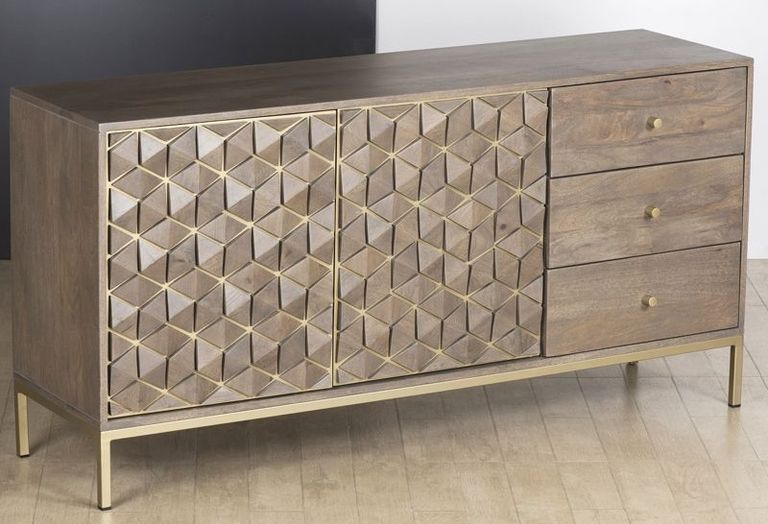 Elyse Mango Wood Sideboard - 2 Door - Large - Geometric