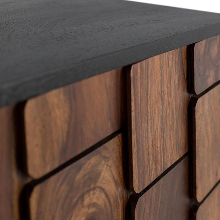 Esmeralda Sideboard - Black Mango Wood - 4 Door - Extra Large - 212cm