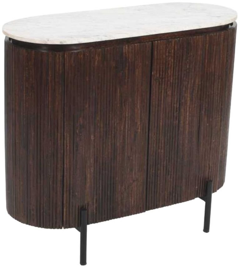 Fluted White Marble Top Drinks Cabinet