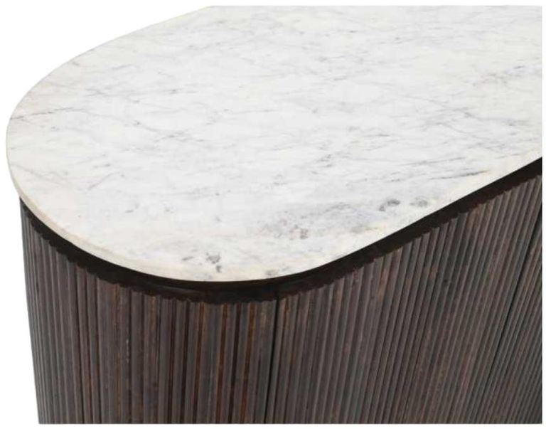 Fluted White Marble Top Drinks Cabinet