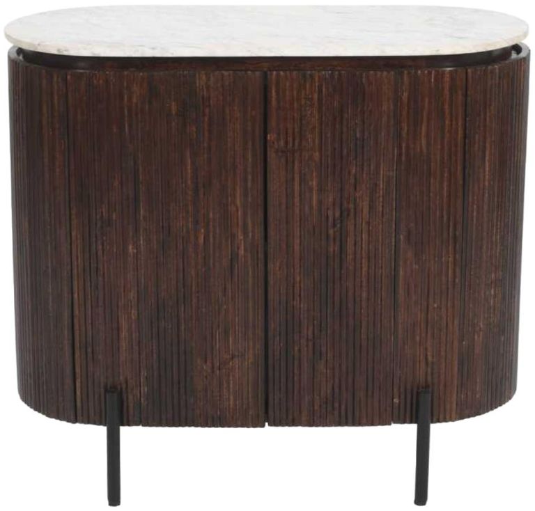 Fluted White Marble Top Drinks Cabinet