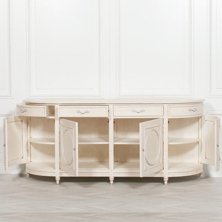French Style Sideboard - Corley Ivory - Curved - 4 Door - Extra Large