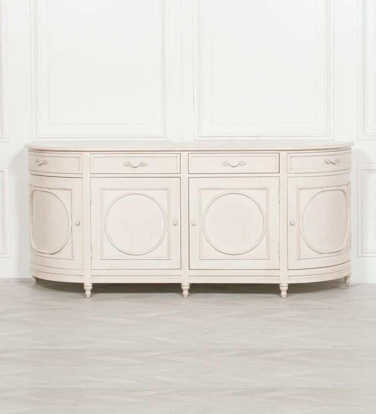 French Style Sideboard - Corley Ivory - Curved - 4 Door - Extra Large