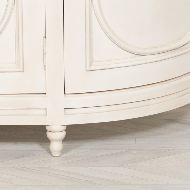 French Style Sideboard - Corley Ivory - Curved - 4 Door - Extra Large